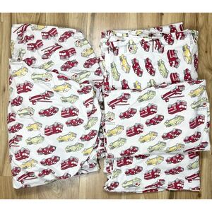 Pottery Barn Kids Fire Truck Sheet Set Twin Organic Cotton White Bedding Set